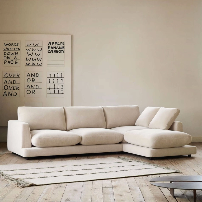 GALA 4 places avec méridienne droite Chenille Beige KAVE HOME