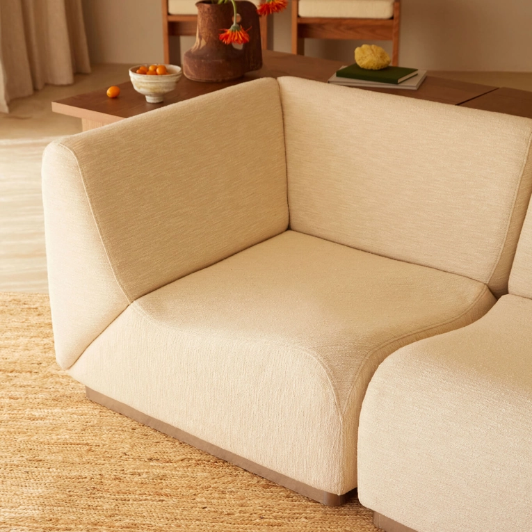 Canapé ROTONDO Module d'angle Tissu Tramé Crème THE SOCIALITE FAMILY