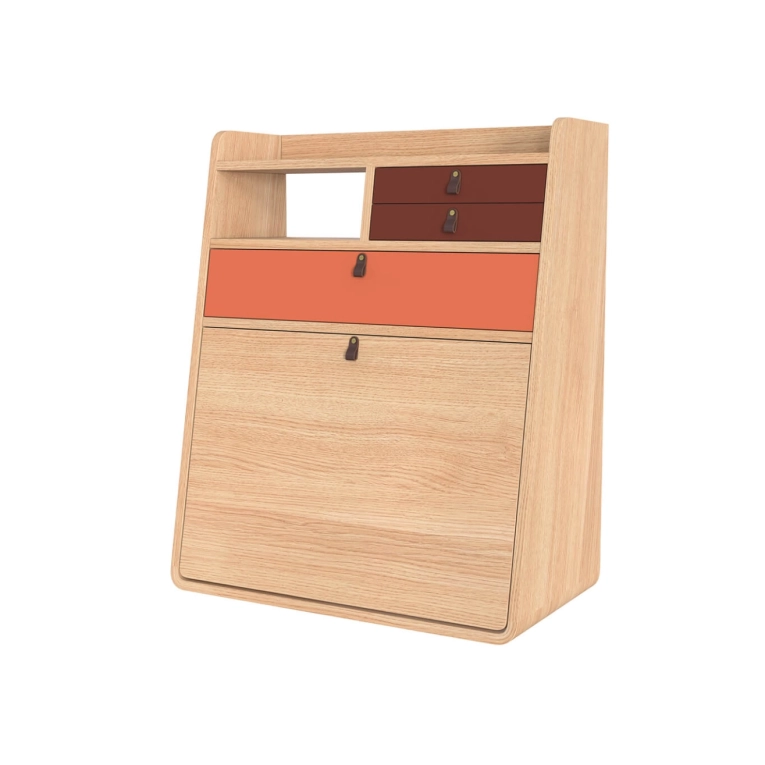 Bureau GASTON Chêne, Corail/bourgogne HARTO