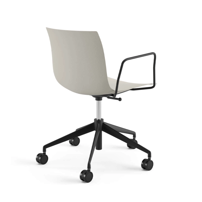 Chair with armrests CATIFA RE 46 Beige , 5-Leg Base, Black Legs ARPER