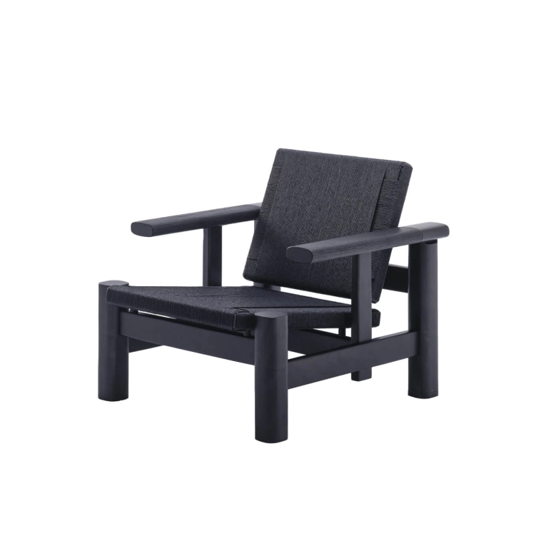 Fauteuil KIRA Érable Noir tissu ZANAT