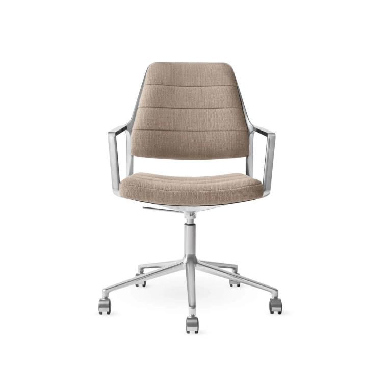 SWIVEL CHAIR 455+ à roulettes tissu Tide / Aluminium poli VIPP