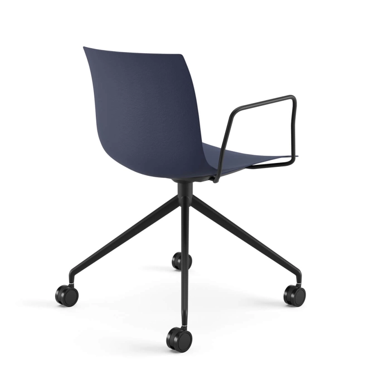 Chair with armrests CATIFA RE 46 Blue, 4-Leg Base, Black Legs ARPER