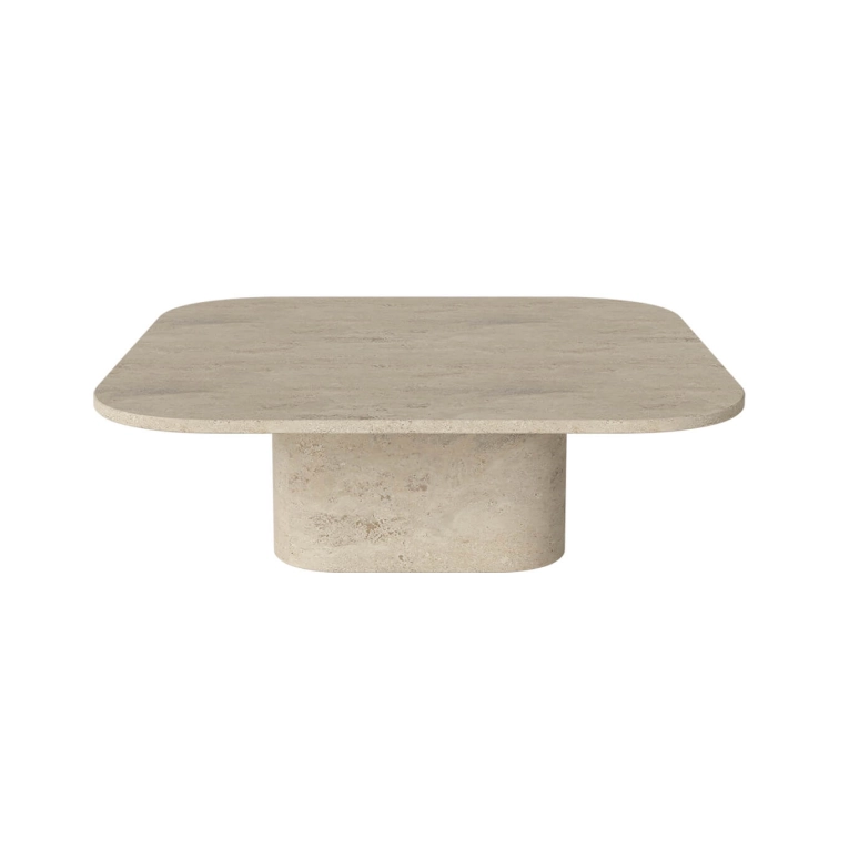 Table basse EIDA 100x100 H 32 Travertin Sable BOLIA