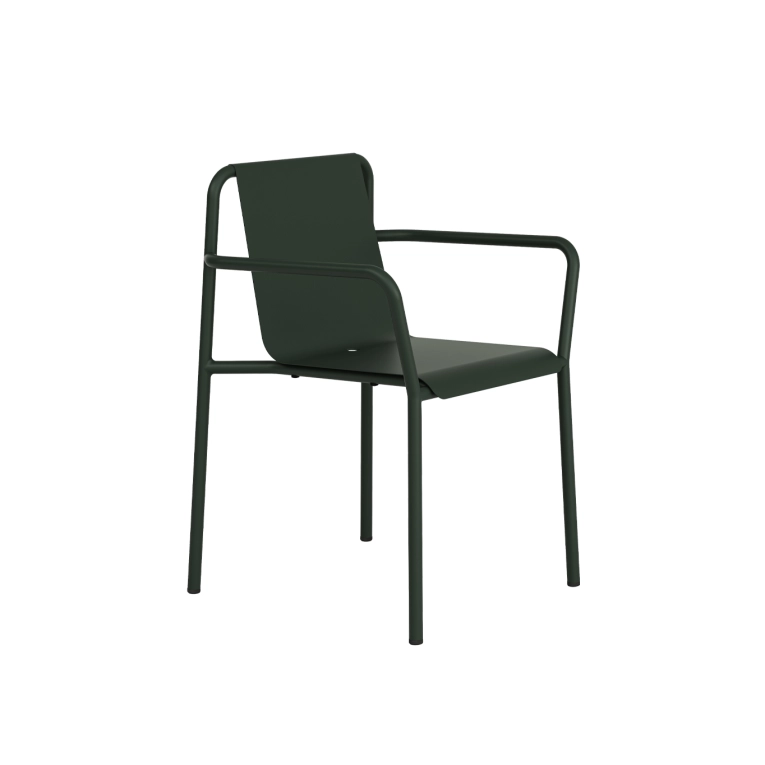 Chaise extérieure PANORAMA Vert Forêt avec accoudoirs TIPTOE
