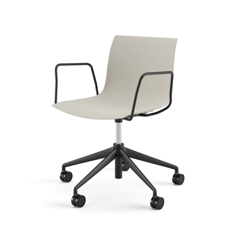 Chair with armrests CATIFA RE 46 Beige , 5-Leg Base, Black Legs ARPER