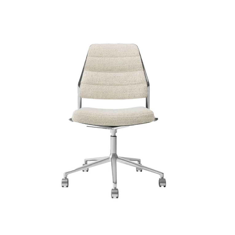 SWIVEL CHAIR 454+ à roulettes tissu Wavy / Aluminium poli VIPP