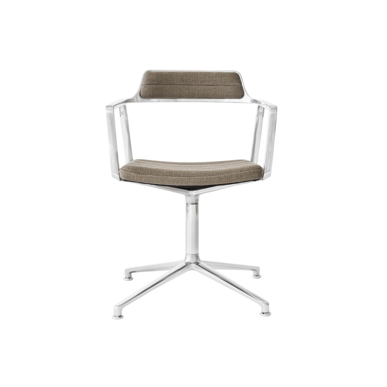 SWIVEL CHAIR 452 sur patins Tissu sable foncé / Aluminium poli VIPP