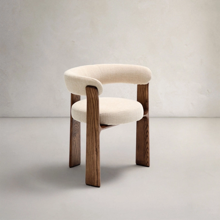 GRANITE 3 pieds Tissu Chenille beige / Frêne finition Noyer KAVE HOME