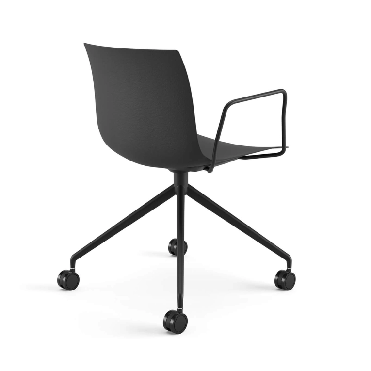 Chair with armrests CATIFA RE 46 Black, 4-Leg Base, Black Legs ARPER