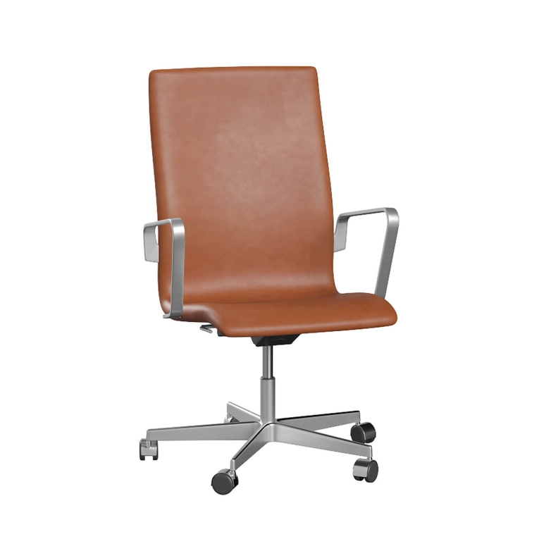 Fauteuil de bureau OXFORD 3293W dossier moyen accoudoirs Grace/Noyer acier chromé FRITZ HANSEN