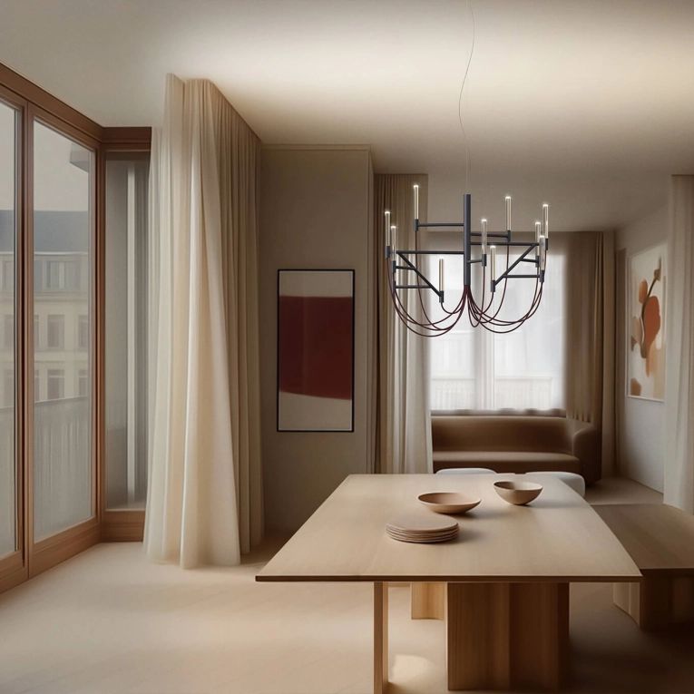 Suspension ALLUMETTE L Gris Charbon / Bordeaux FOSCARINI
