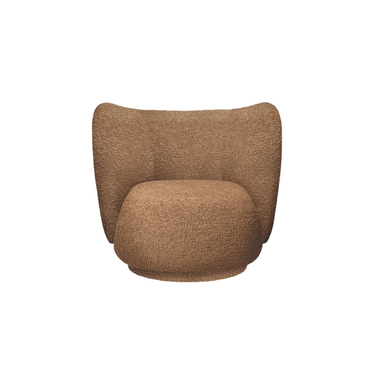 Fauteuil RICO Pivotant Bouclé Marron FERM LIVING