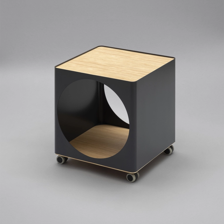 Table d'appoint guéridon RING à  roulettes Gris Anthracite B-LINE
