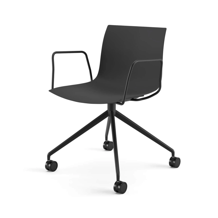 Chair with armrests CATIFA RE 46 Black, 4-Leg Base, Black Legs ARPER