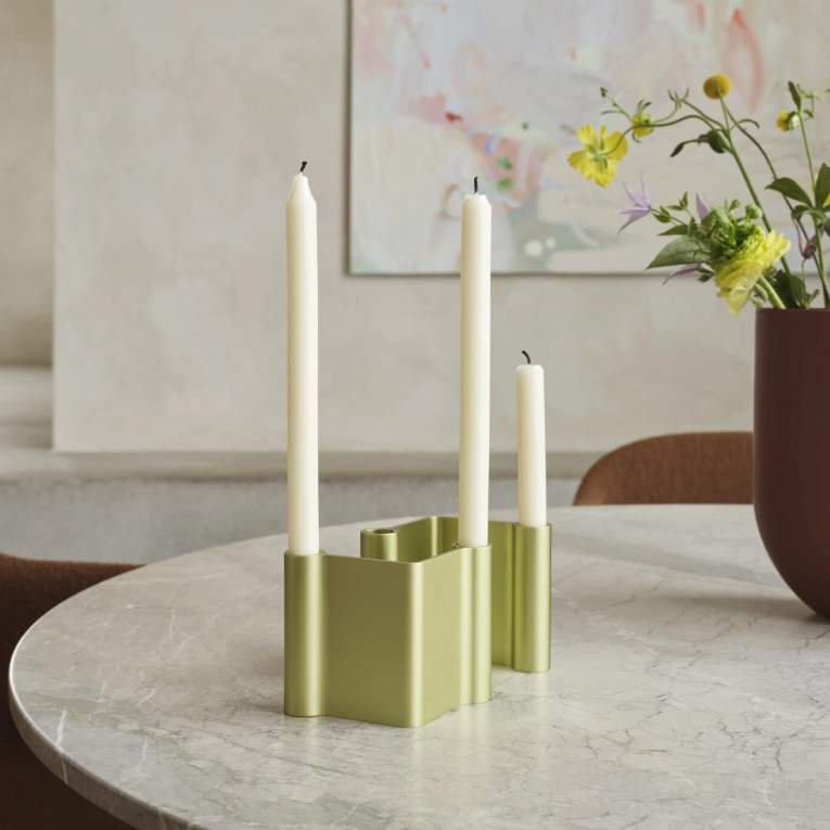 Photophore, bougeoir et bougie PAIR H 11 Vert MUUTO