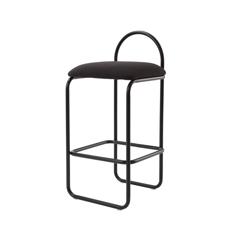 Tabouret haut ANGUI H 65 Anthracite bouclé AYTM