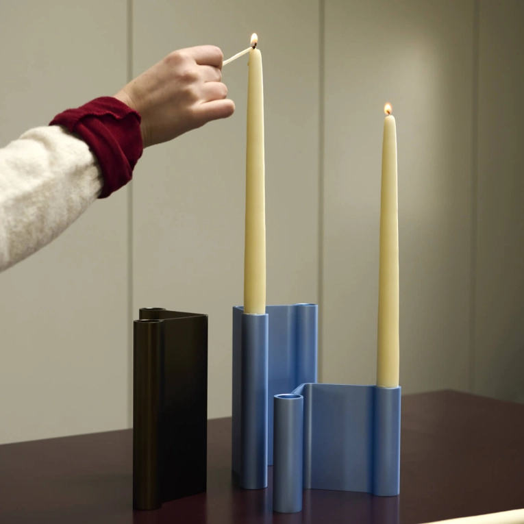 Photophore, bougeoir et bougie PAIR H 11 Noir MUUTO