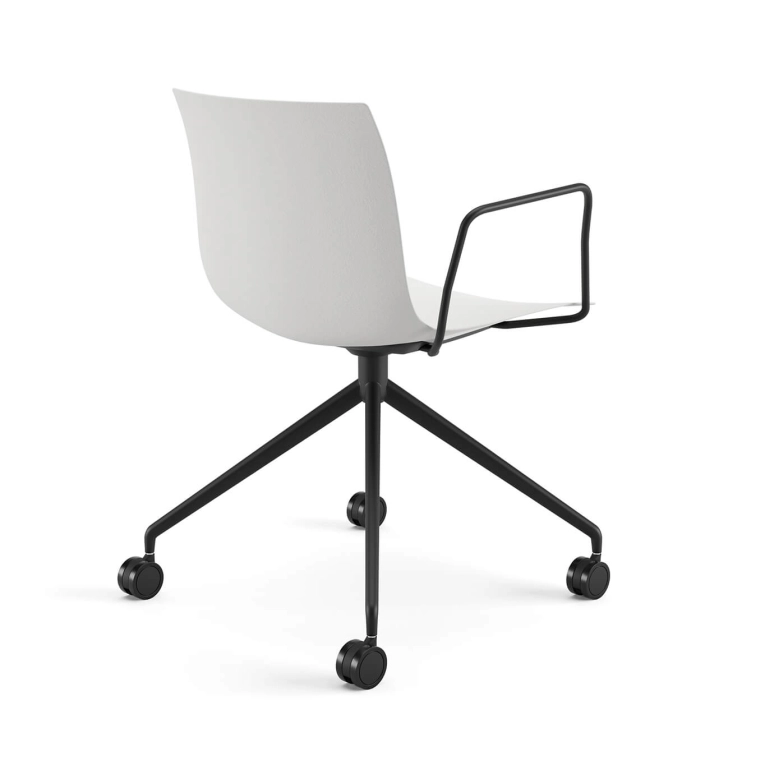 Chair with armrests CATIFA RE 46 White, 4-Leg Base, Black Legs ARPER