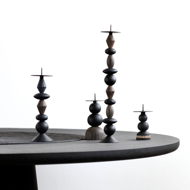 Photophore, bougeoir et bougie AURORA small Érable noir ZANAT