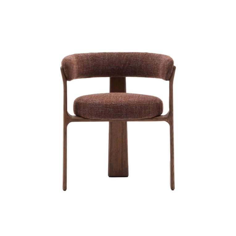 GRANITE 3 pieds Tissu Chenille marron / Frêne finition Noyer KAVE HOME