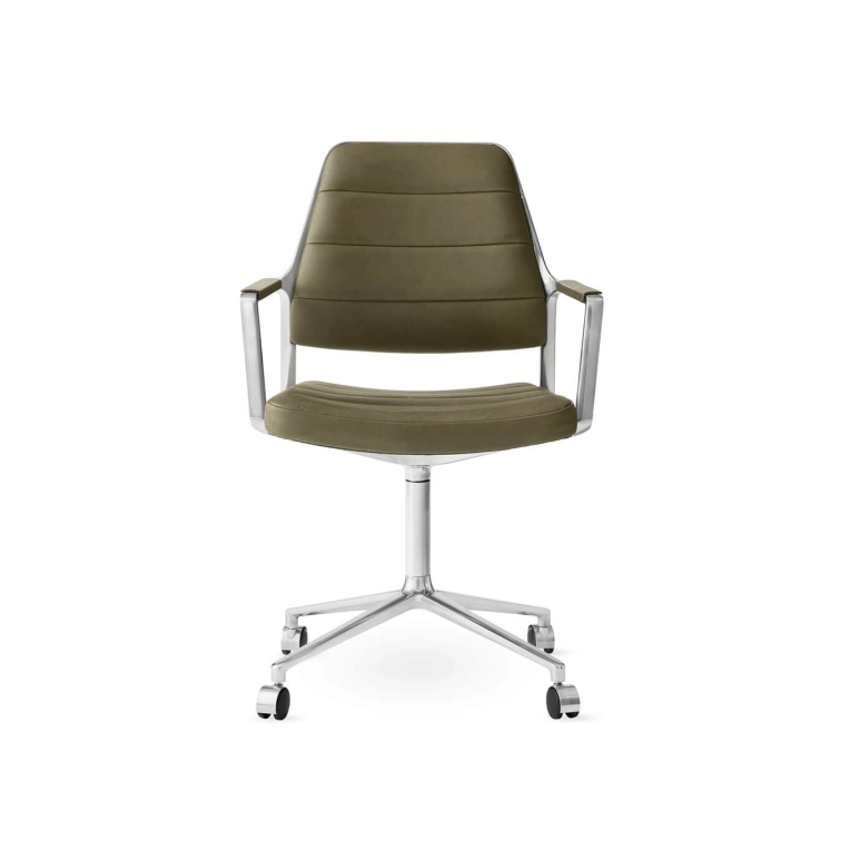 SWIVEL CHAIR 455 à roulettes cuir Bosco / Aluminium poli VIPP