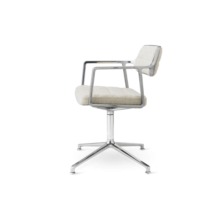 SWIVEL CHAIR 453 à patins tissu Off-White / Aluminium poli VIPP