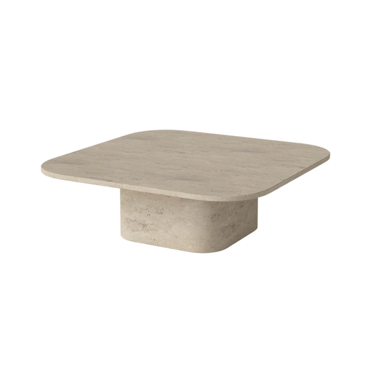 Table basse EIDA 100x100 H 32 Travertin Sable BOLIA