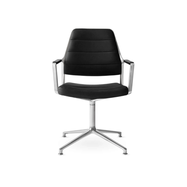 SWIVEL CHAIR 455 à patins cuir Noir / Aluminium poli VIPP