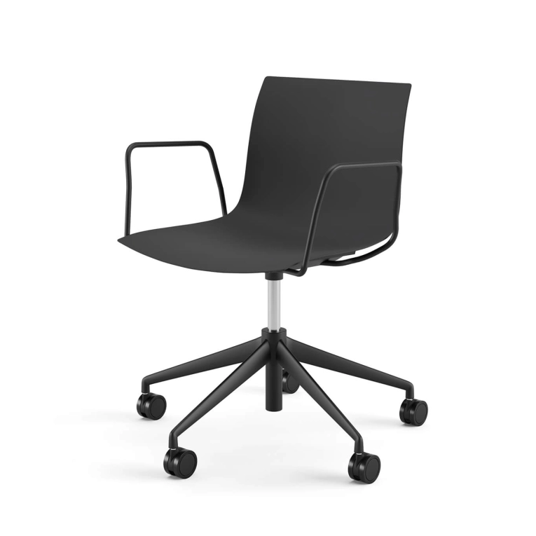 Chair with armrests CATIFA RE 46 Black , 5-Leg Base, Black Legs ARPER