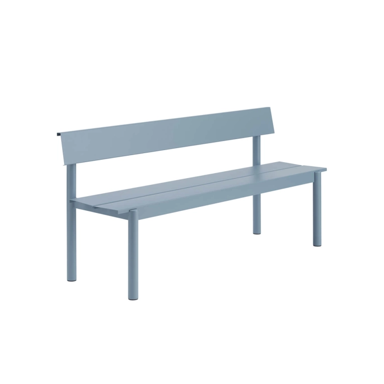 Banc extérieur LINEAR STEEL avec dossier L 170 Bleu pâle MUUTO