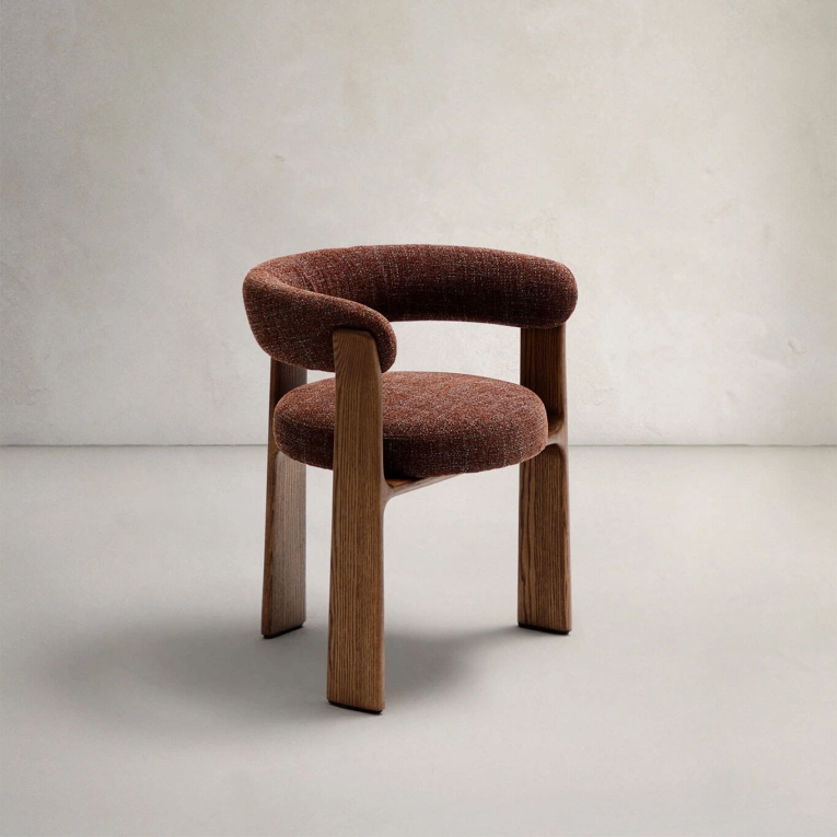 GRANITE 3 pieds Tissu Chenille marron / Frêne finition Noyer KAVE HOME