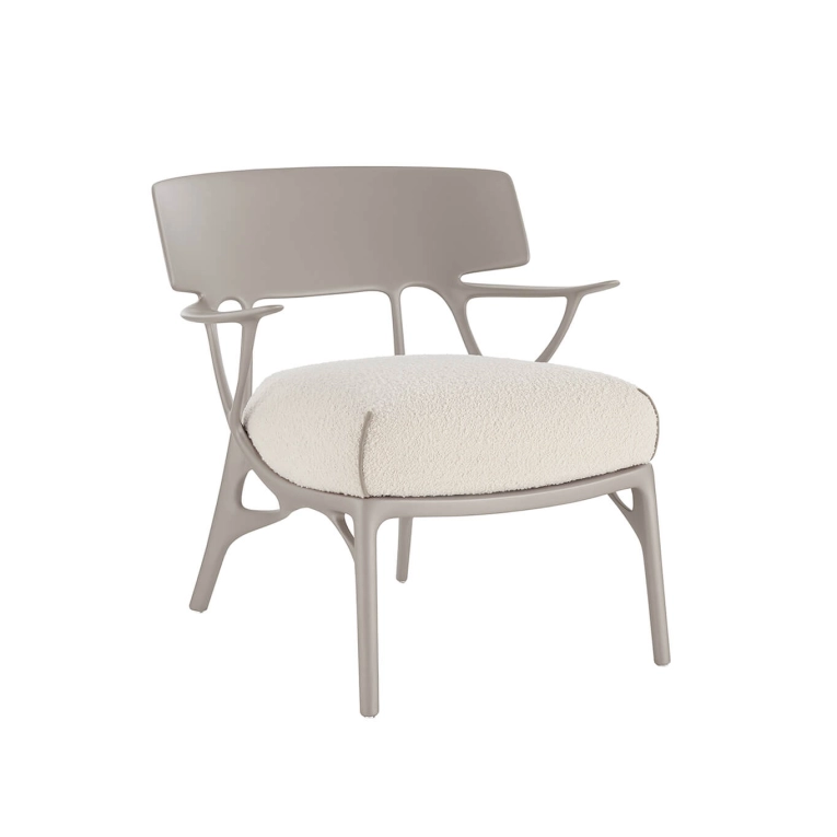 Fauteuil A.I. LOUNGE Gris/ Bouclé blanc KARTELL