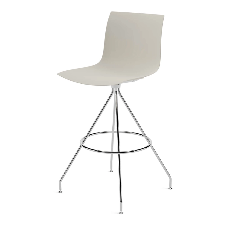 Bar Stool CATIFA RE 46, H 75 Beige, Chrome Base ARPER