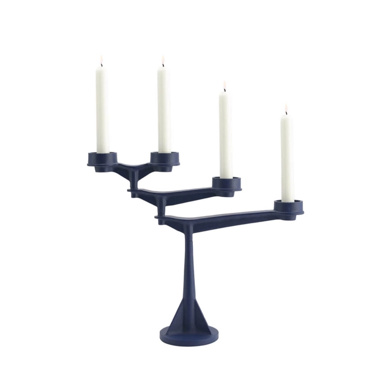 Photophore, bougeoir et bougie Candélabre MINI SPIN Bleu TOM DIXON