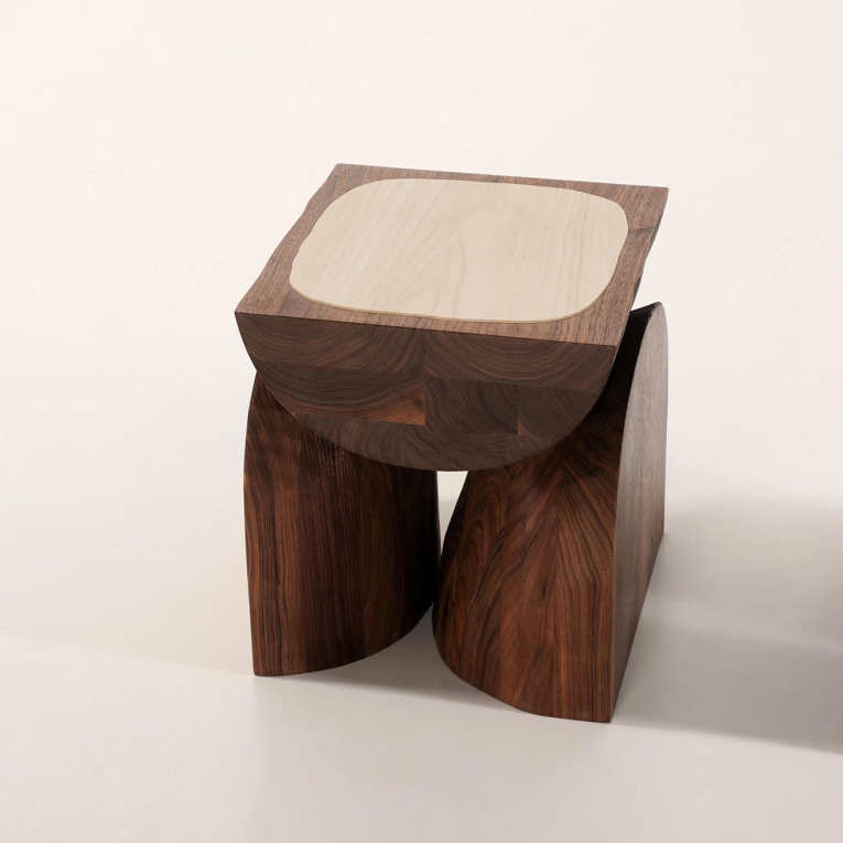 Table d'appoint guéridon BREAD H 45 Noyer TACCHINI