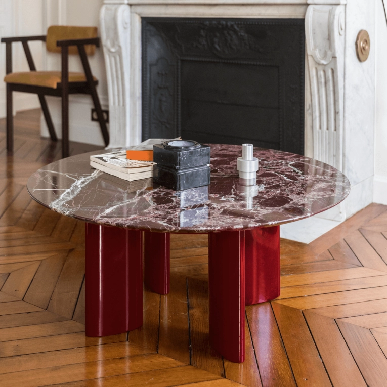 Table basse CARLOTTA Marbre Rouge / Bordeaux THE SOCIALITE FAMILY