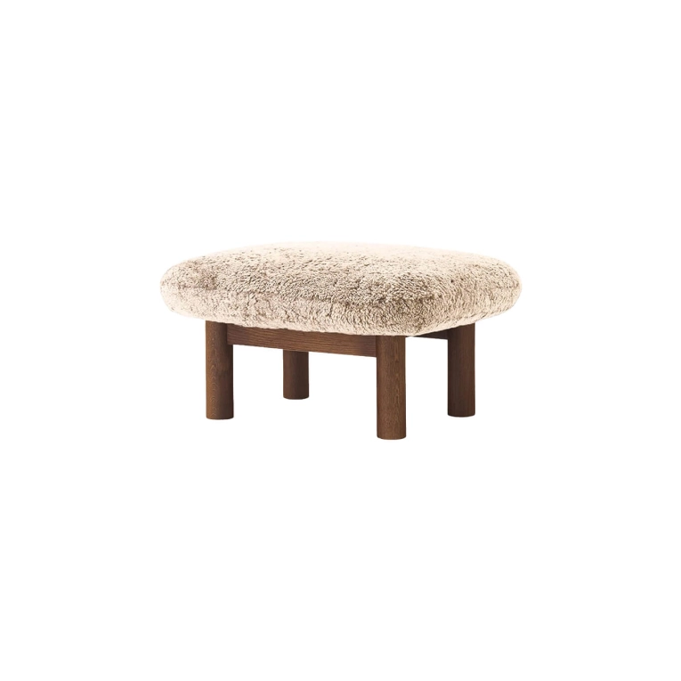 Pouf BRASILIA Chêne Foncé/ Sheepskin Nature AUDO COPENHAGEN