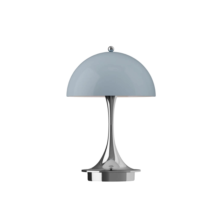 Lampe sans fil PANTHELLA 160 PORTABLE V3 Gris bleu opal/ chrome LOUIS POULSEN