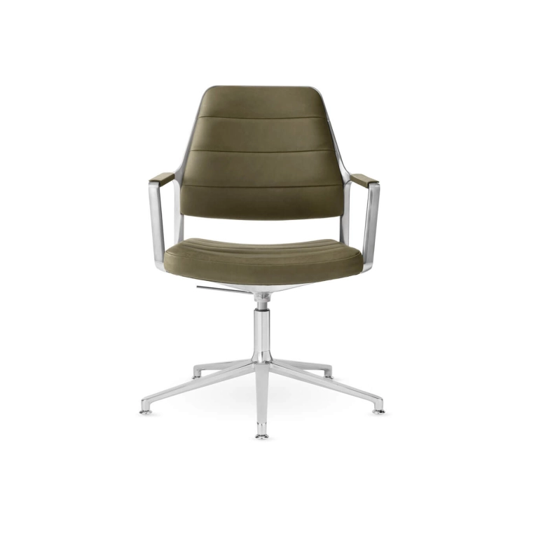 SWIVEL CHAIR 455+ à patins cuir Bosco / Aluminium poli VIPP