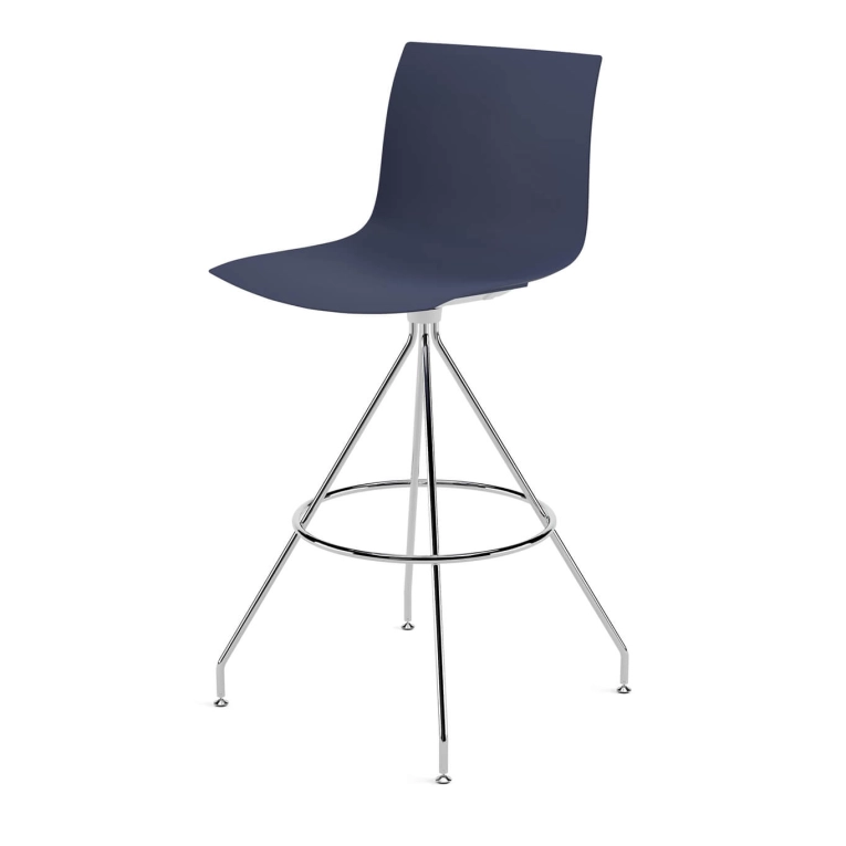 Bar Stool CATIFA RE 46, H 75 Blue, Chrome Base ARPER