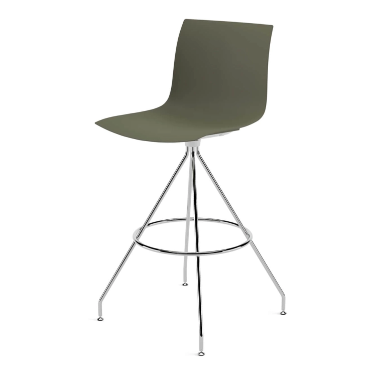 Bar Stool CATIFA RE 46, H 75 Green, Chrome Base ARPER