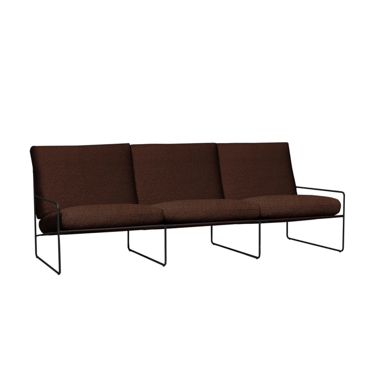 Canapé extérieur DESERT 3 Places Marron Accoudoirs Noirs FERM LIVING