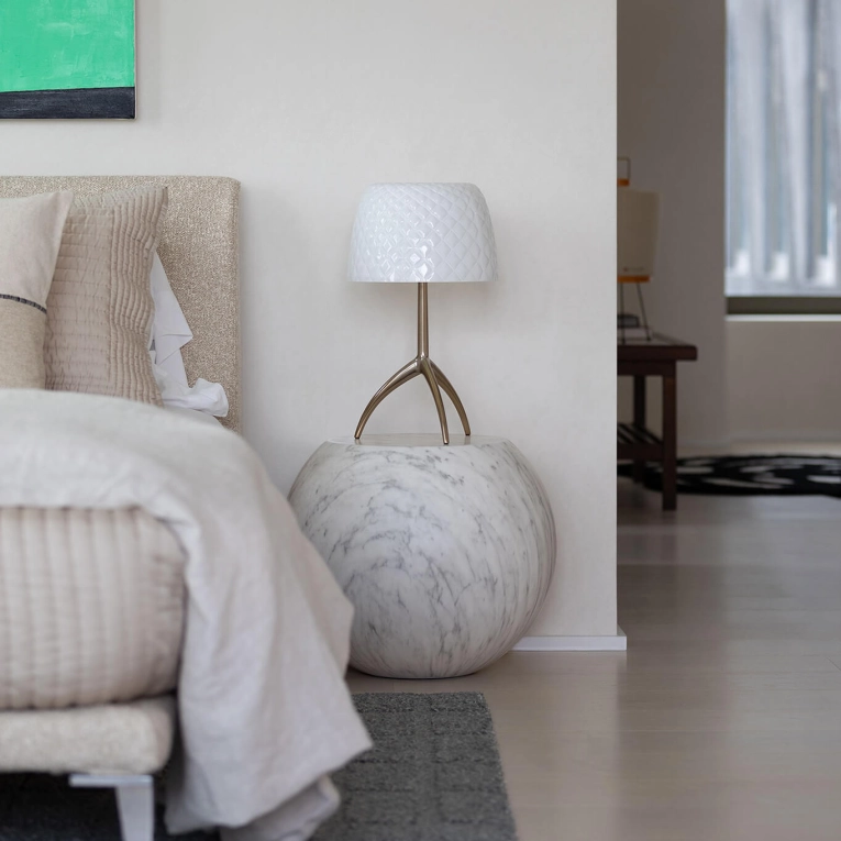 Table d'appoint guéridon BONG Blanc Carrara CAPPELLINI