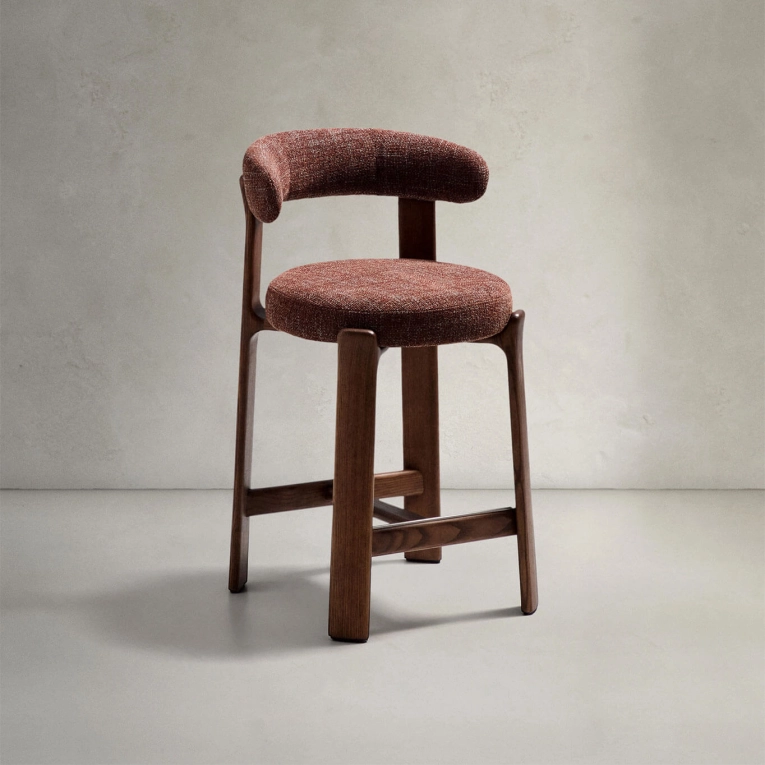 GRANITE H 65 avec dossier Tissu Chenille marron / Frêne finition Noyer KAVE HOME