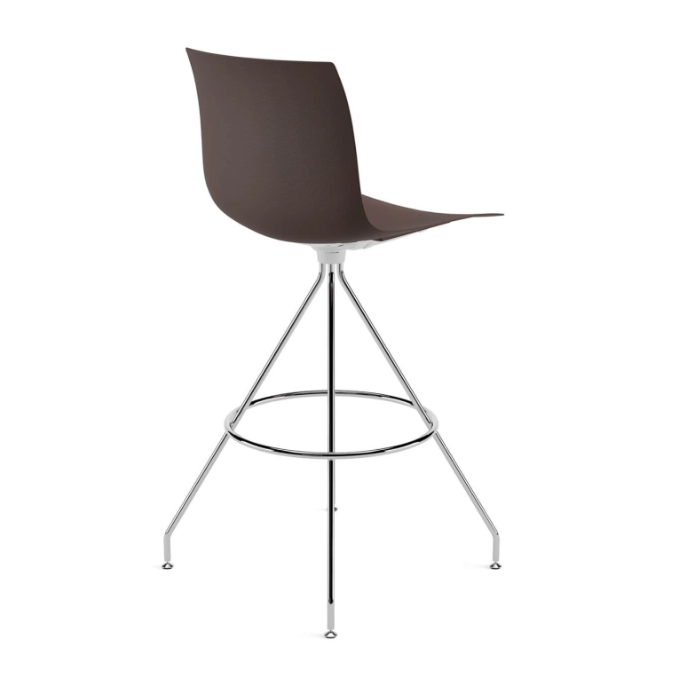 Bar Stool CATIFA RE 46, H 75 Brown, Chrome Base ARPER