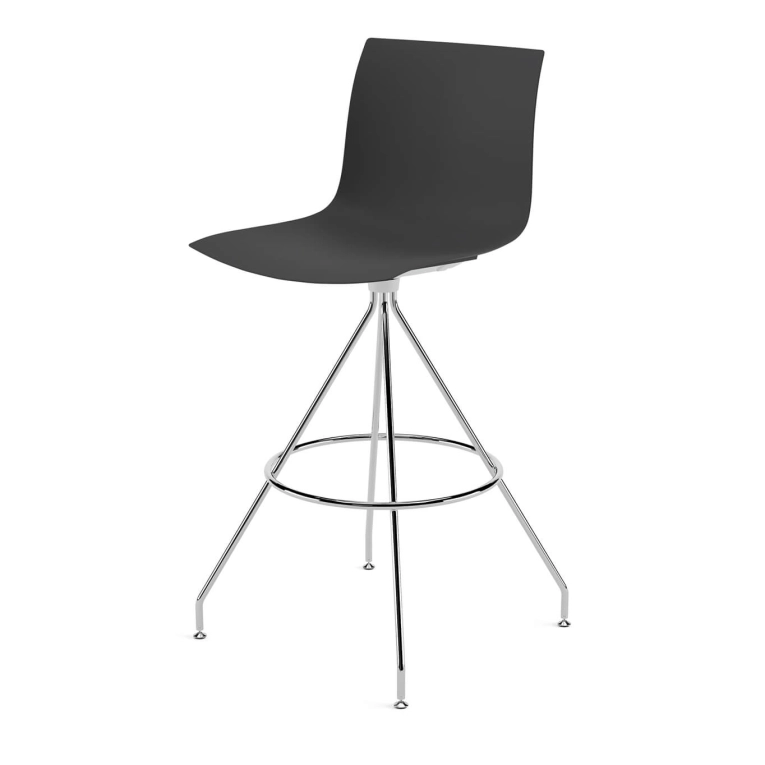 Bar Stool CATIFA RE 46, H 75 Black, Chrome Base ARPER