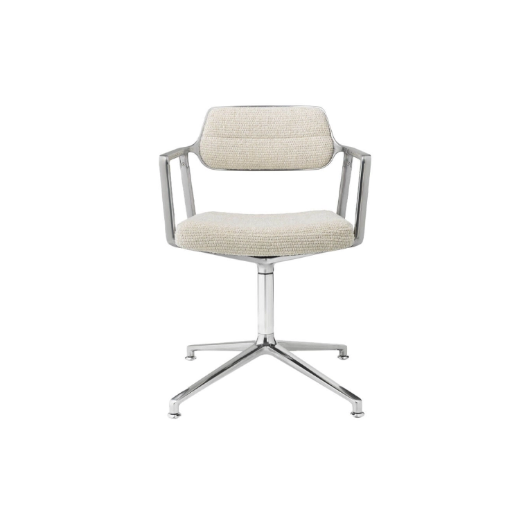 SWIVEL CHAIR 453 à patins tissu Off-White / Aluminium poli VIPP