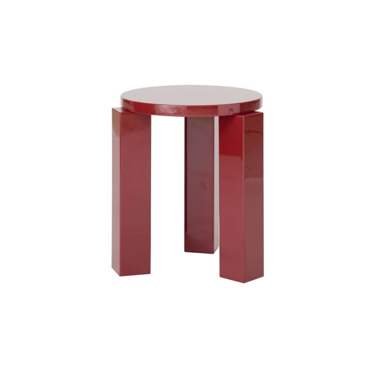 Tabouret ATLAS Ø 36 laqué Bordeaux NEW WORKS