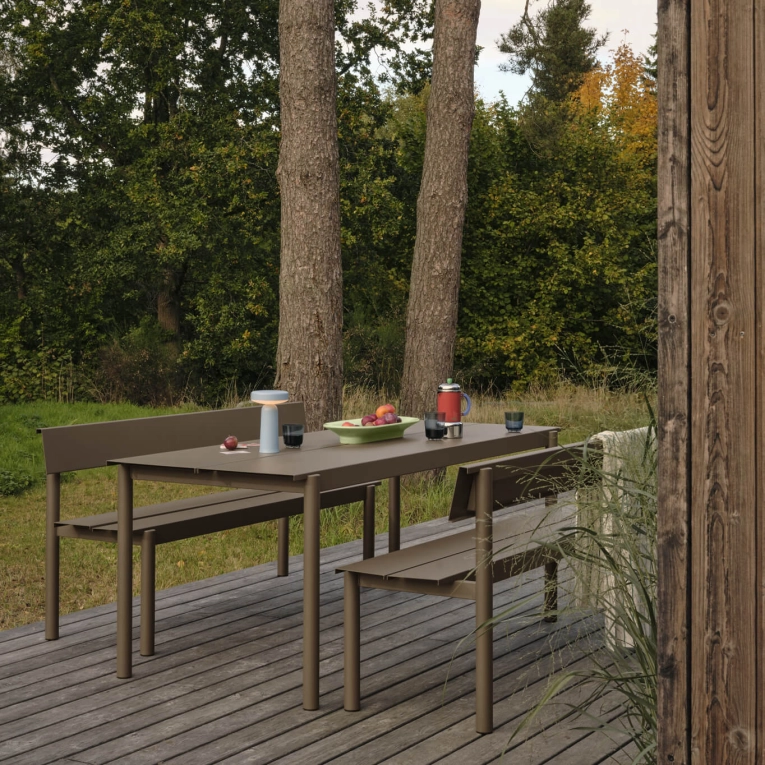 Banc extérieur LINEAR STEEL avec dossier L 170 Taupe MUUTO